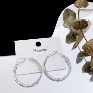 Earrings | Yanna Textured Matte Silver Tone Hoop Earrings Small – Womens Earrings Earrings