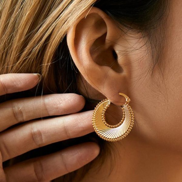 Earrings | Yue Line Detail & Nugget Tone Hoop Earrings – Womens Earrings Earrings