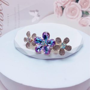 Hair Clips & Slides | Josephine Glass Stone Triple Flower Hair Clip – Womens Hair Clips & Slides Hair Clips & Slides