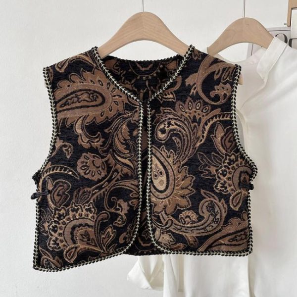 Knitted Vests | Embroidered Textured Tie Front Waistcoat – Womens Knitted Vests Blouses