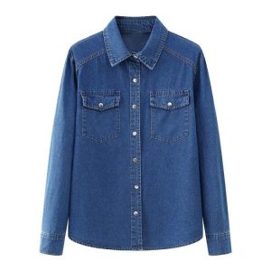 Long Sleeve Tops | Button Up Denim Shirt – Womens Long Sleeve Tops Long Sleeve Tops