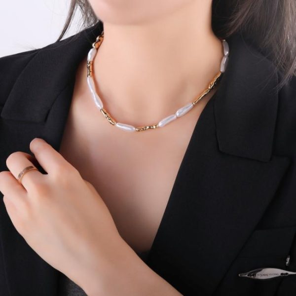 Necklaces | Aalto Textured Bar & Faux Pearl Long Necklace – Womens Necklaces Necklaces