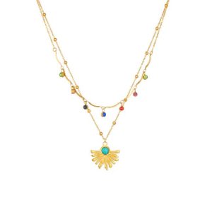 Necklaces | Azure Bead Cluster Layered Pendant Necklace – Womens Necklaces Necklaces