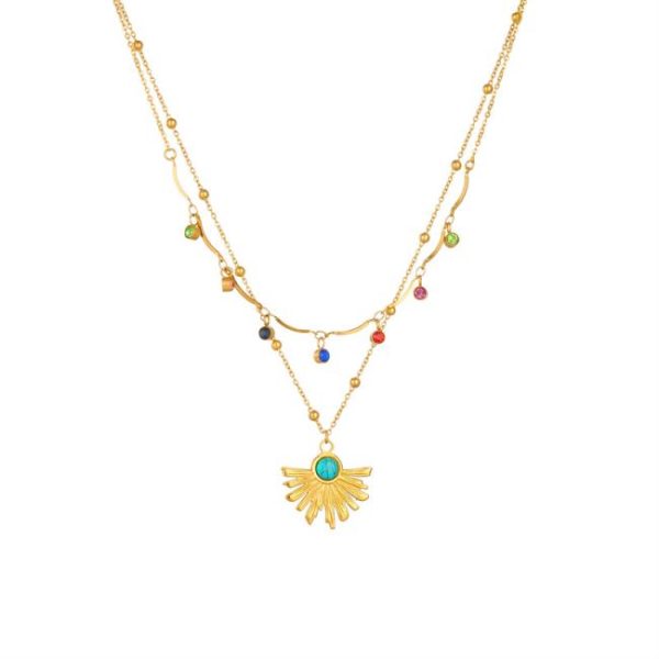 Necklaces | Azure Bead Cluster Layered Pendant Necklace – Womens Necklaces Necklaces