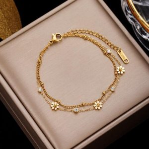 Necklaces | Daisy Chain Triple Row Layered Chain Necklace – Womens Necklaces Necklaces