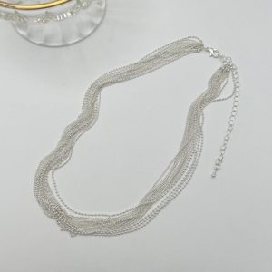 Necklaces | Helena Multi Row Mixed Chain Silver Plated Necklace – Womens Necklaces Necklaces