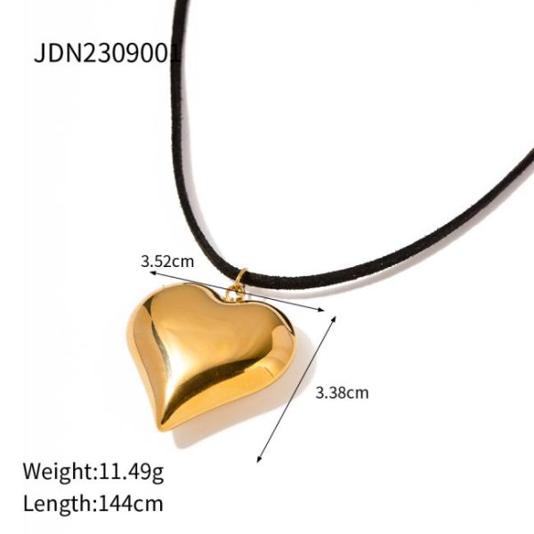 Necklaces | Kallie Chunky Tone Heart Velvet Pendant Necklace – Womens Necklaces Necklaces