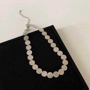 Necklaces | Lud Pebble Silver Tone Metallic Collar Necklace – Womens Necklaces Necklaces