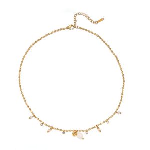 Necklaces | Nixie Freshwater Pearl Wavy Plated Chain Necklace – Womens Necklaces Necklaces