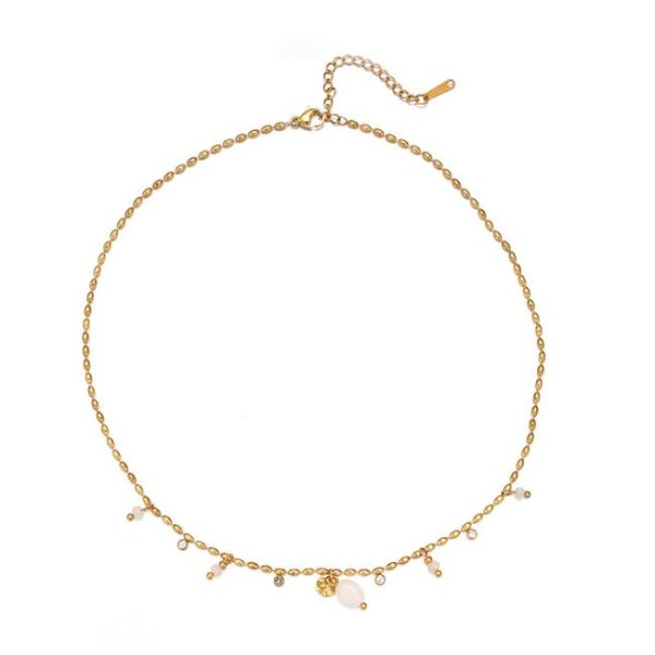 Necklaces | Nixie Freshwater Pearl Wavy Plated Chain Necklace – Womens Necklaces Necklaces