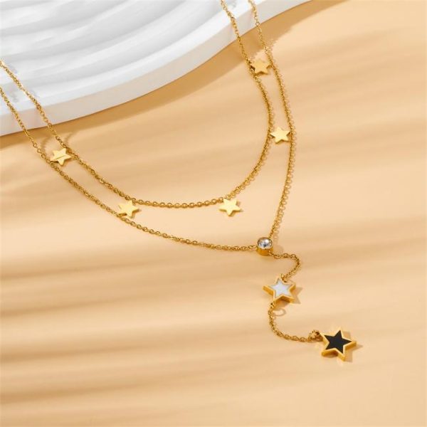 Necklaces | Phoebe Resin Inlay Star Double Row Layered Necklace – Womens Necklaces Necklaces