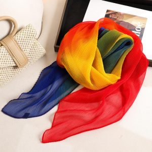 Scarves | Multicolour Wavy Striped Lightweight Pleated Scarf – Womens Scarves Scarves