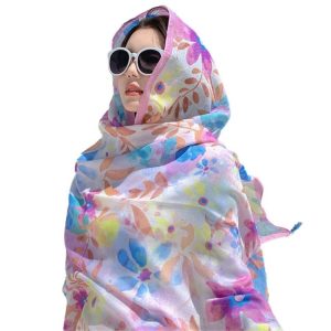 Scarves | Summer Haze Flower Pleated Square Neck Scarf – Womens Scarves Scarves