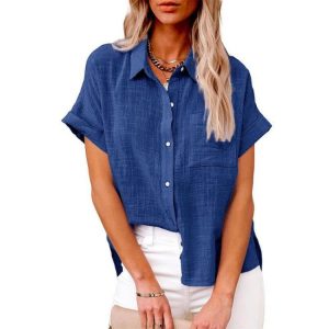 Shirts | Stripe V-Neck Collar Shirt – Womens Blouses Blouses