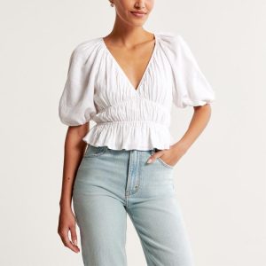 T-Shirts | Textured Puff Sleeve Top – Womens Blouses Blouses