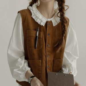 Waistcoats | Corduroy Scalloped Waistcoat – Womens Waistcoats