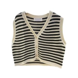 Waistcoats | Striped Knitted Waistcoat – Womens Knitted Vests Knitted Vests