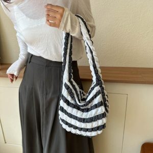 Work Bags | Monochrome Crochet Scallop Tote Bag – Womens Tote Bags Tote Bags