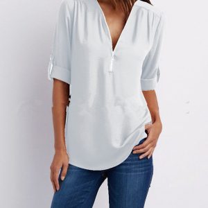 Blouses | Pleated V-Neck Blouse – Womens Blouses Blouses