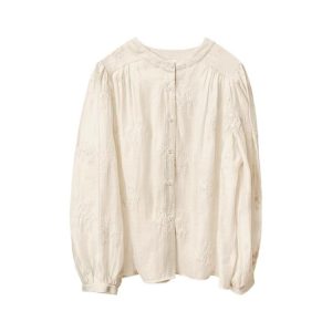 Long Sleeve Tops | Broderie Pintuck Blouse – Womens Blouses Blouses