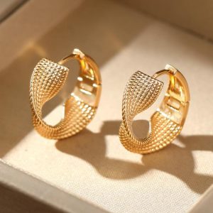 Earrings | Hazel Textured Domed Plated Hoop Earrings – Womens Earrings Earrings