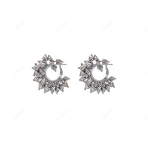 Earrings | Julia Hammered Silver Plated Hoop Earrings – Womens Earrings Earrings