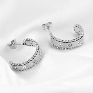 Earrings | Sylvia Hammered Shiny Silver Tone Hoop Earrings – Womens Earrings Earrings